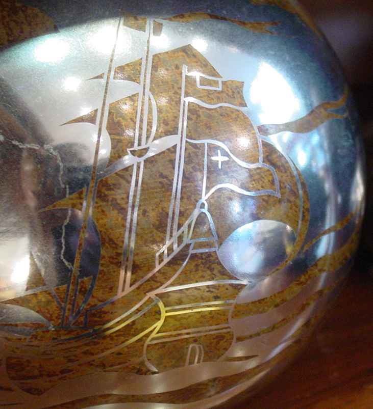 Lucien gerfaux: Vaso in metallo Vintage Dinanderie galeone del XX Secolo Pezzo di storia autentico - Robertaebasta® Art Gallery opere d’arte esclusive.